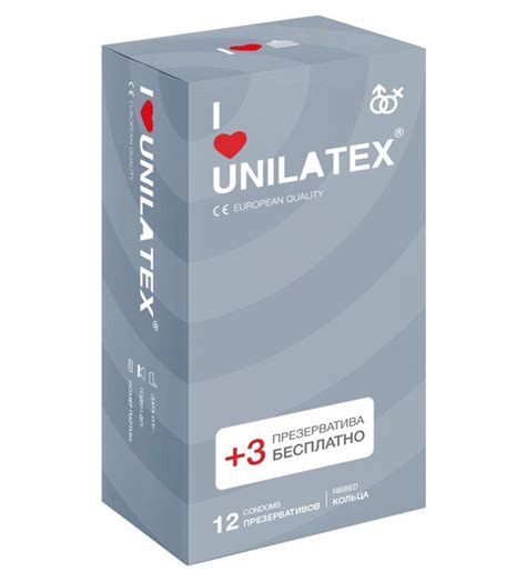Презервативы с рёбрами Unilatex Ribbed - 12 штук + 3 штуки в подарок ...
