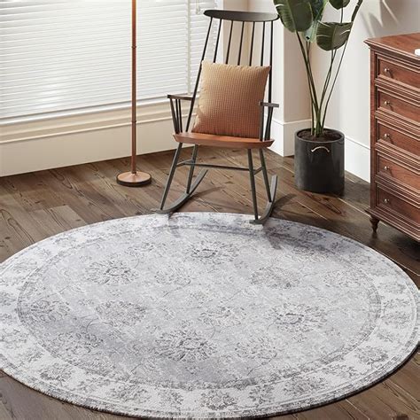 Jinchan Round Rug Ft Area Rug Persian Rug Grey Vintage Floor Mat