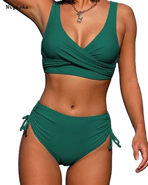 Women S Swimwear 2 Pieces High Waist Padded Bikini Push Up Bikini Sets Two Piece Backless