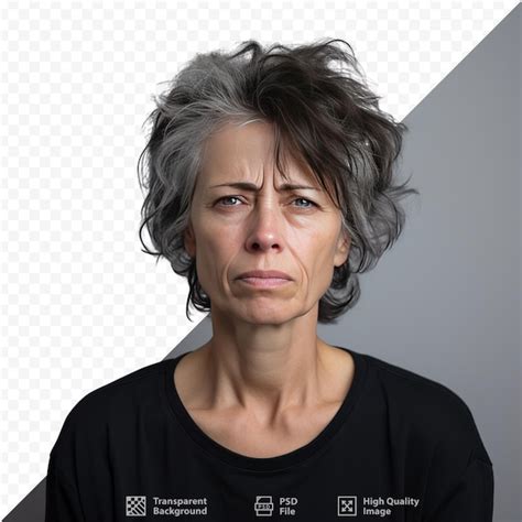 Une Femme Aux Cheveux Gris Et Une Chemise Noire Avec Les Mots Non