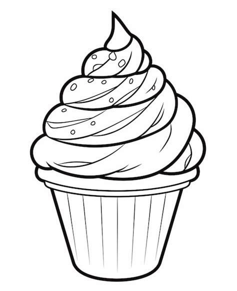 Um Desenho Em Preto E Branco De Um Cupcake Cobertura Generativa Ai