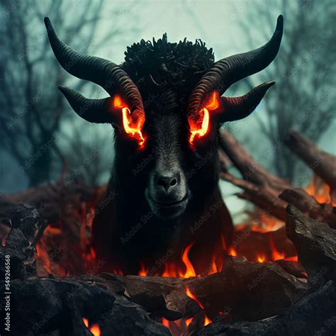 Demonic Evil Goat With Glowing Eyes Stock Illustration Adobe Stock