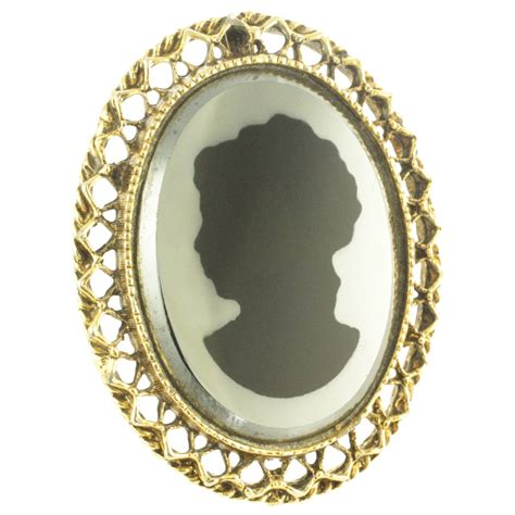 Vintage Glass Shadow Cameo Brooch Pendant Vintage Black Glass Cameo Pin Vintage Black Glass