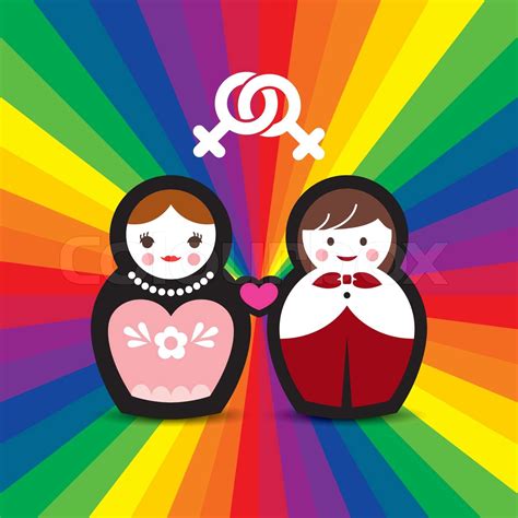 Lesbian Couple Married Doll Stock Vector Colourbox