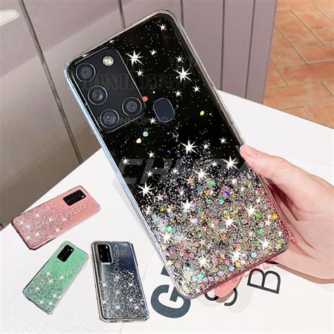 Cheap For Samsung A21s Case Fashion Glitter Bling Phone Cases For