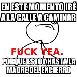 Meme Fuck Yea en este momento irÃ a la calle a caminar porque estoy hasta la madre del