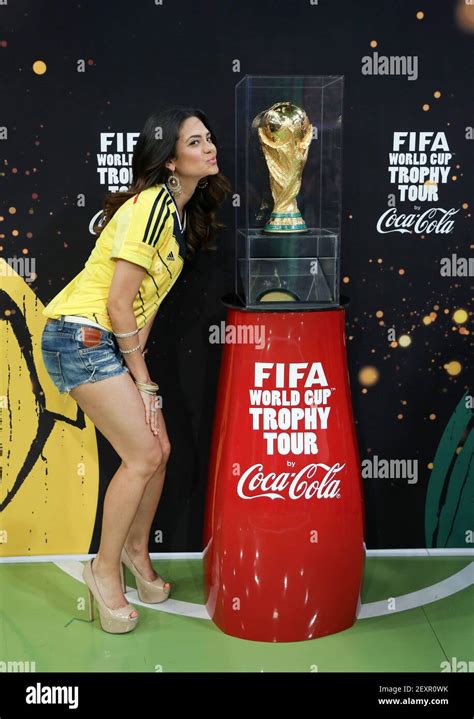 Alina Robert Poses During The FIFA World Cup Trophy Tour During The Nuestra Belleza Latina
