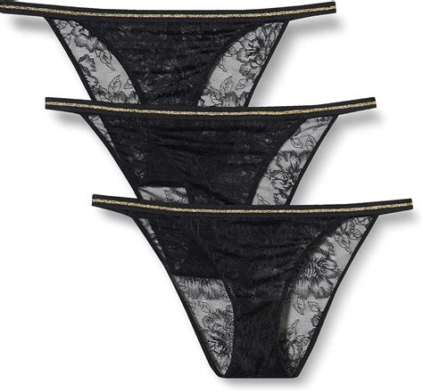 Iris Lilly Women S Lace Tanga Bikini Knickers Pack Of Black Amazon Co Uk Fashion