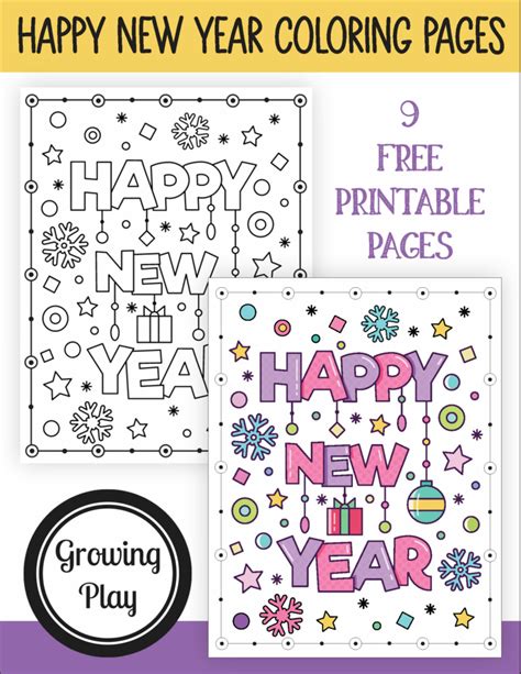 Happy New Year Coloring Pages Page 01 Growing Play