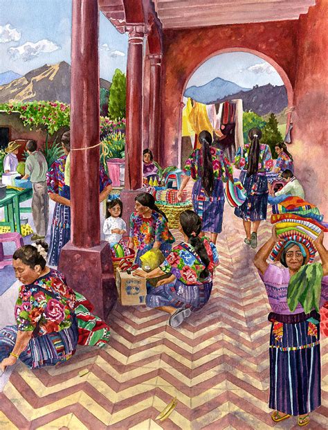 Guatemalan Marketplace Painting by Anne Gifford