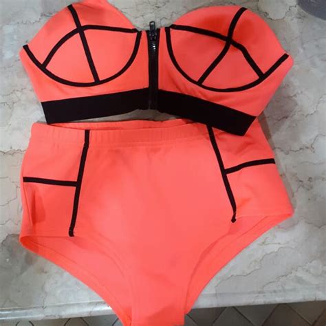 Hot Neon Orange Bikini Women S Fashion Swimwear Bikinis Swimsuits On Carousell