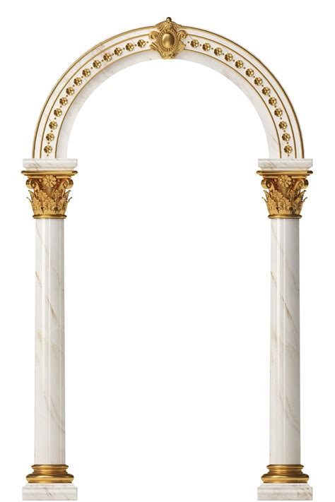 Premium Photo Golden Luxury Classic Arch Portal With Columns