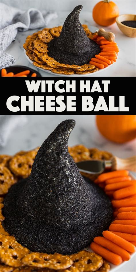 White Cheddar Witch Hat Halloween Cheese Ball Easy Halloween Food