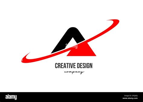 Red Black A Alphabet Letter Logo With Big Swoosh Corporate Creative