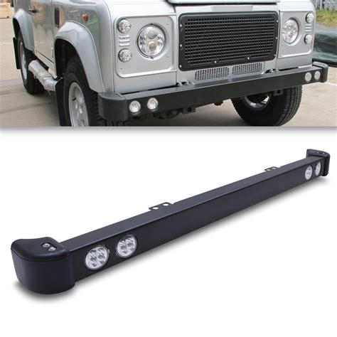 Hawk Steel Front Bumper Round Led Spot Light Bar To Fit Land Rover