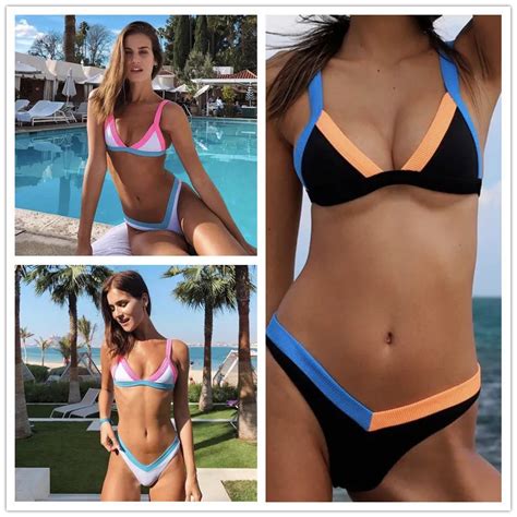 Conjunto De Bikinis Tecnología De Tela BIKINI TRIANGLE Traje De Baño Sexy Cintura Alta Traje De