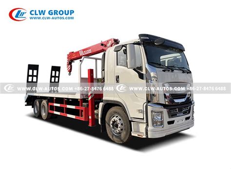 China Isuzu Giga X Ft Flatbed Truck With Tons Straight Boom