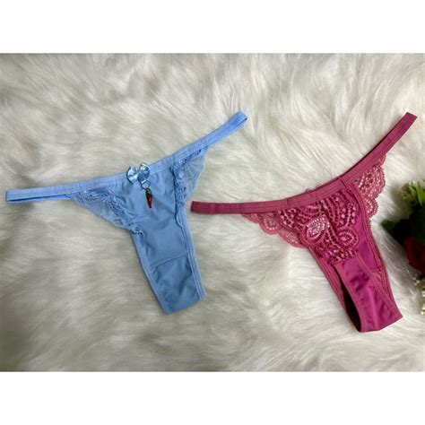 Kit 4 Calcinha Tanga Fio Lingerie Feminina Sensual Shopee Brasil