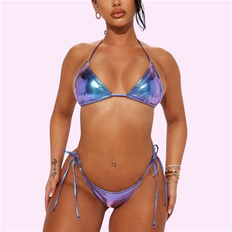 Metallic Triangle Bikini Set