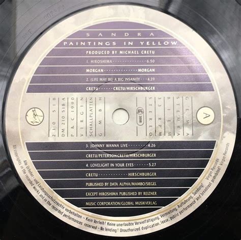 LP Sandra – Paintings In Yellow 1990 Germany press Vinyl | Aukro
