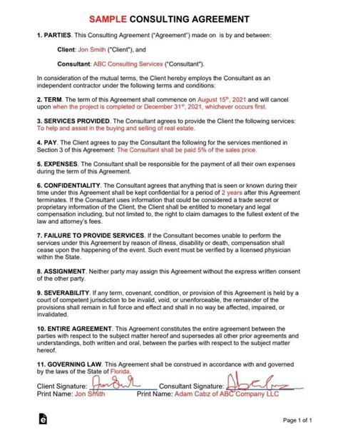 Consulting Agreement Template Best Practices Examples Consulting