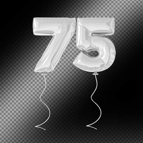 Premium Psd Silver Balloon Number 75