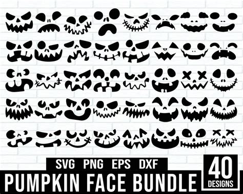 Pumpkin Face Svg Bundle Jack O Lantern Face Svg Scary Faces Halloween Face Svg Halloween