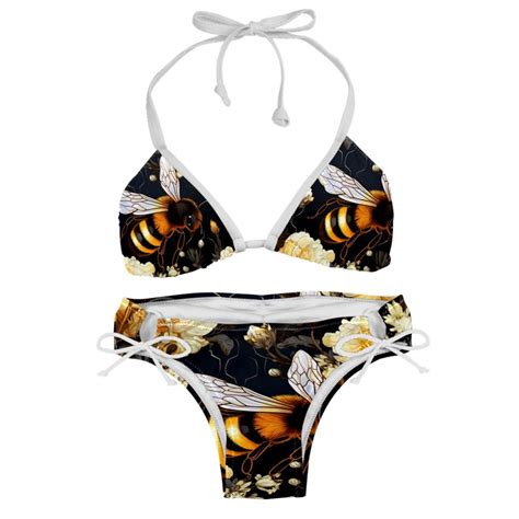Starry Bees In The Sky Two Pack Bikini Set With Detachable Sponge And Adjustable Strap For