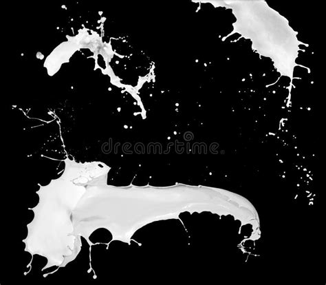 Collection Of Milk Splashes Isolated Milkshake Splashes Stock