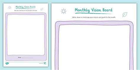 Monthly Vision Board Template ELC (Lehrer gemacht) - Twinkl