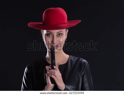 Sexy Girl Killer Brunette Gun Stock Photo 627255944 Shutterstock