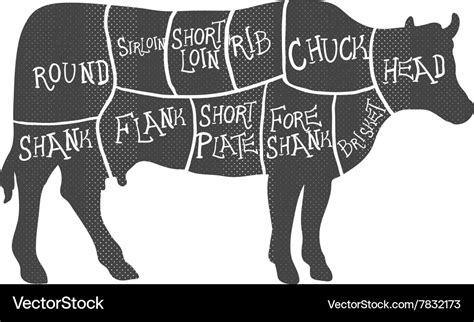 Rindfleisch Schneidet Diagramm Metching Lizenzfreier Vektor