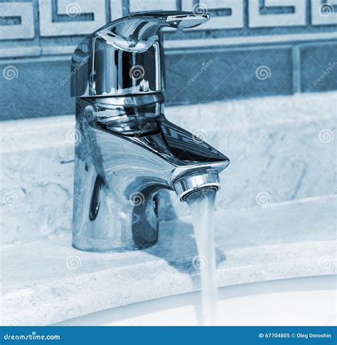 Water Tap With A Water Stream Stock Image Image Of House Liquid