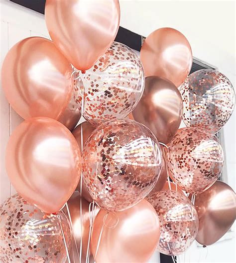 Rose Gold Chrome Confetti Balloon Bouquet Rose Gold Party Etsy Bridal