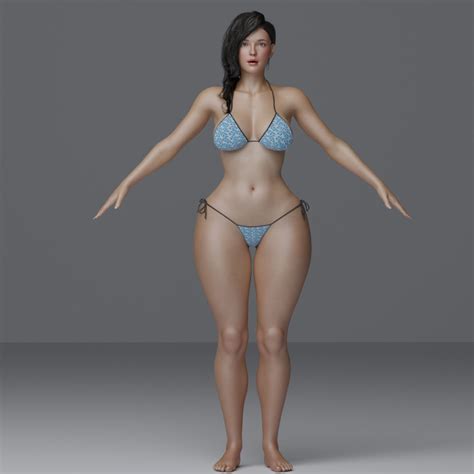 D Model Beautiful Woman Realistic Detailed In Bikini Lily VR AR Low Poly CGTrader