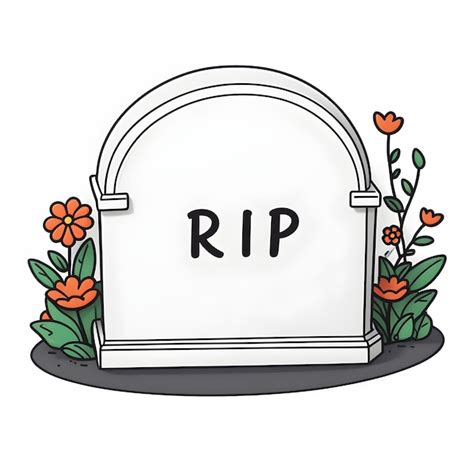 Gravestone With Rip Text And Flowers Vector Cartoon Illustration Premium Ai Generated Image