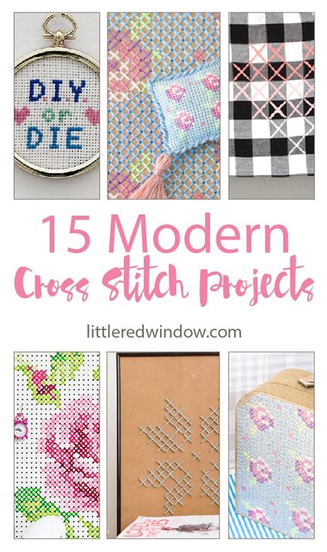 modern cross stitch projects  red window