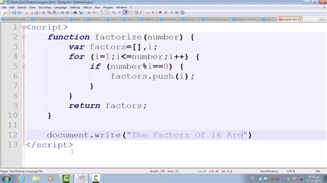 Javascript A Program To Find The Factors Of A Number Youtube