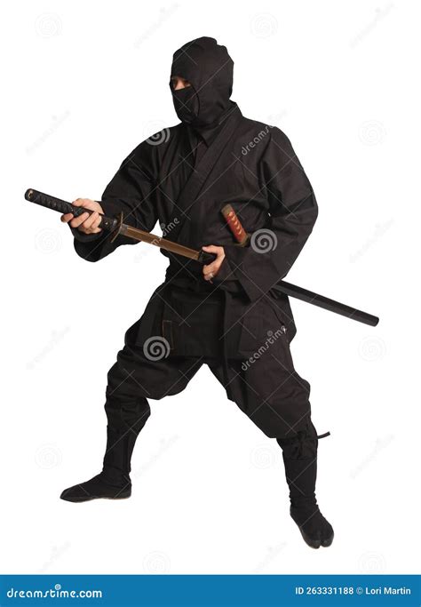 Asian Man Wearing Ninja Martial Arts Uniform Stock Photo Image Of