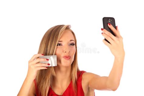 Attractive Blonde With Credit Card In Hand Stock Image Image Of Commerce Colored 45551647