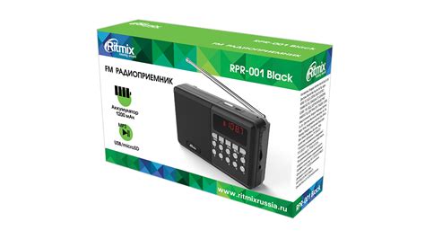 Купить Радиоприёмник RITMIX RPR-001 BLACK, FM-,87,5-108МГц,цифр.тюнер ...