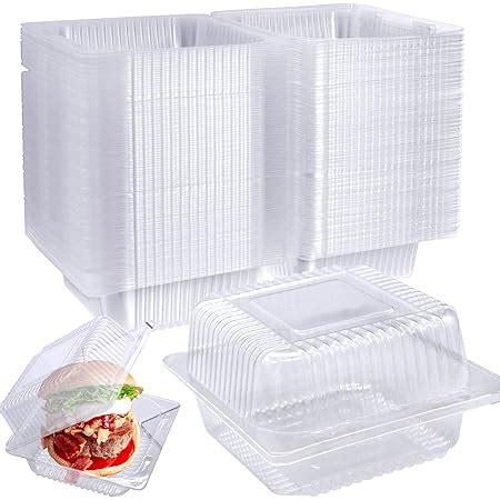 Amazon 100 Pcs Clear Hinged Plastic Containers With Lids