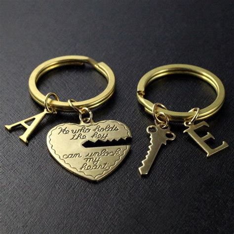 He Who Holds The Key Gold Keychain Heart Key His And Her Etsy In 2021