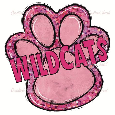 Wildcats Pink Out Sequins Paw Png Breast Cancer Awareness Pink Out Mascot Sports Digital File