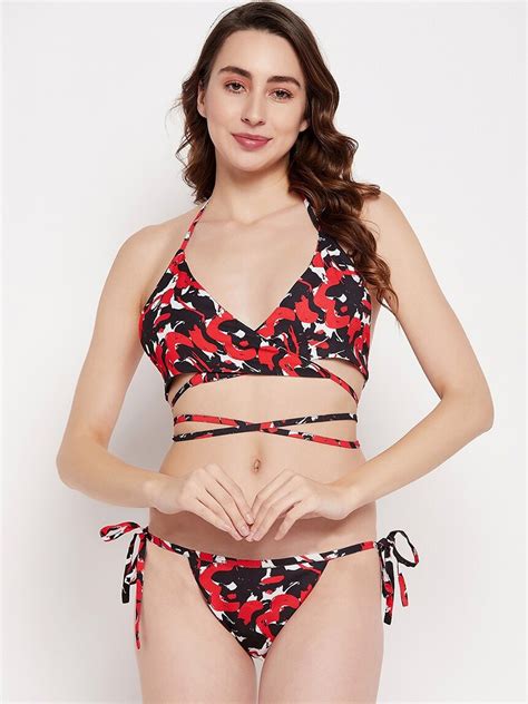 Buy SECRETS BY ZEROKAATA Printed Halter Neck Mid Rise Lingerie Set Lingerie Set For Women