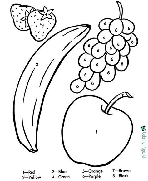 fruit color  number worksheet