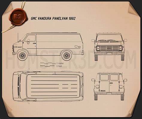 Gmc Vandura Panel Van 1992 Blueprint Hum3d