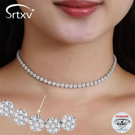 VVS Colar Moissanite Para Mulheres S925 Prata Esterlina Corrente