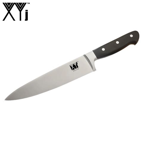 XYj 8 Inch Chef Stainless Steel Knife 7CR17 Sharp Thin Blade Black ABS