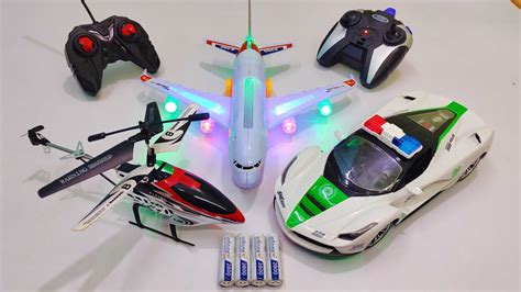 3D Lights Police Car And HX708 Helicopter And 3D Lights Airbus A38O